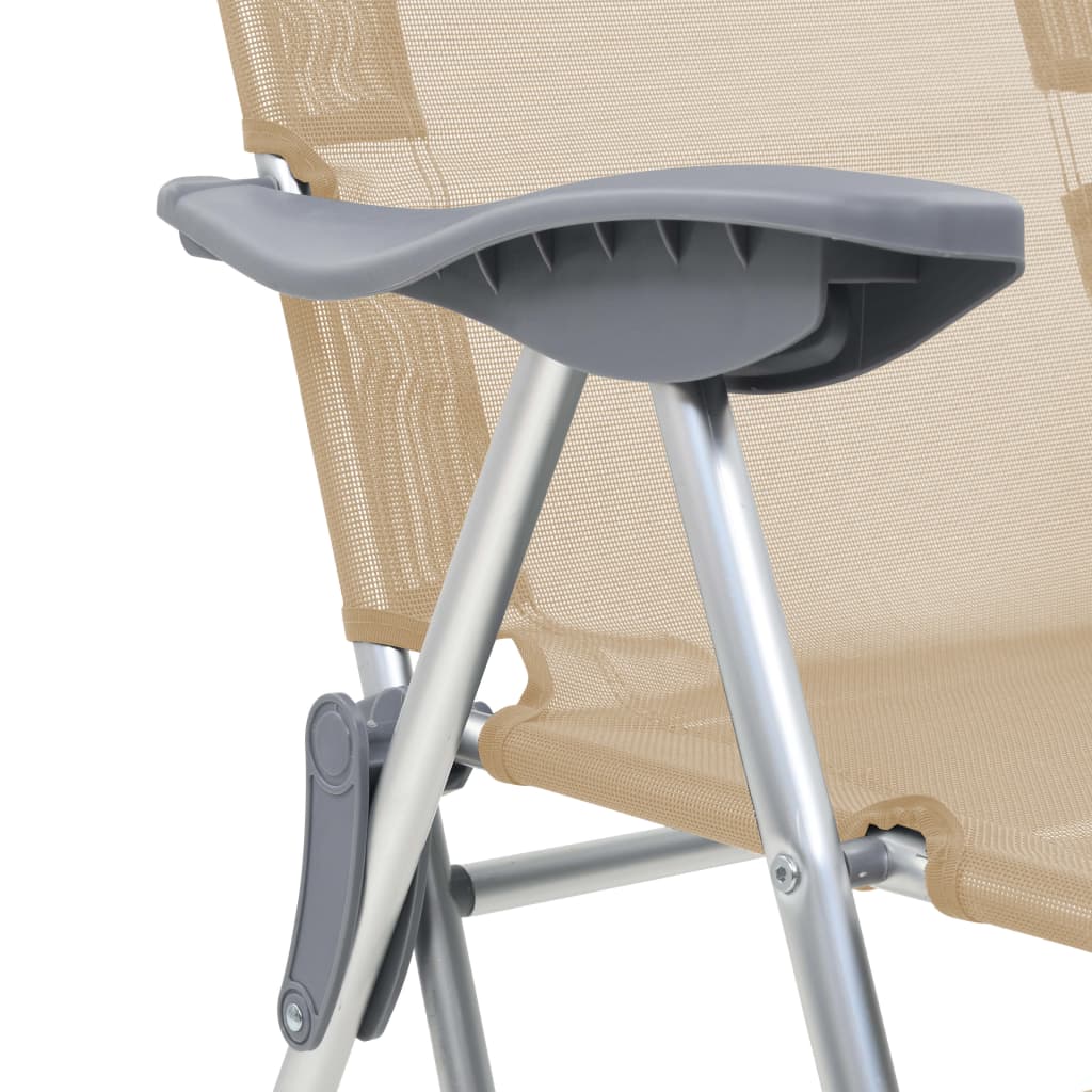 Vidaxl 2x Sillas camping plegables aluminio crema asiento taburete de 44317 con 2