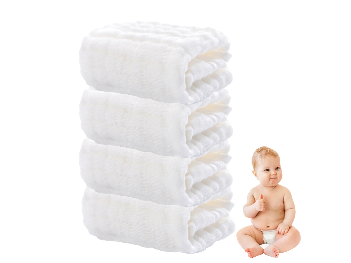 Conjunto de Toalla RNEMITERY Lavado Suaves Absorbentes Algodón Blanco - 4pcs (30x30cm)
