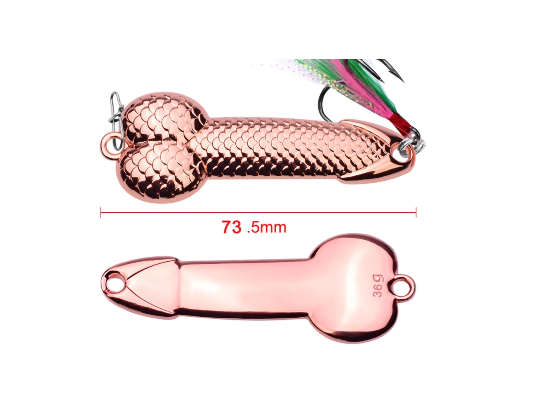 Señuelo artificial Rebe con forma de cuchara, lentejuelas y anzuelo con pluma, 36 g, oro rosa.