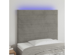 Cabecero Con Luces Led Terciopelo Gris Claro 100x5x118/128 Cm
