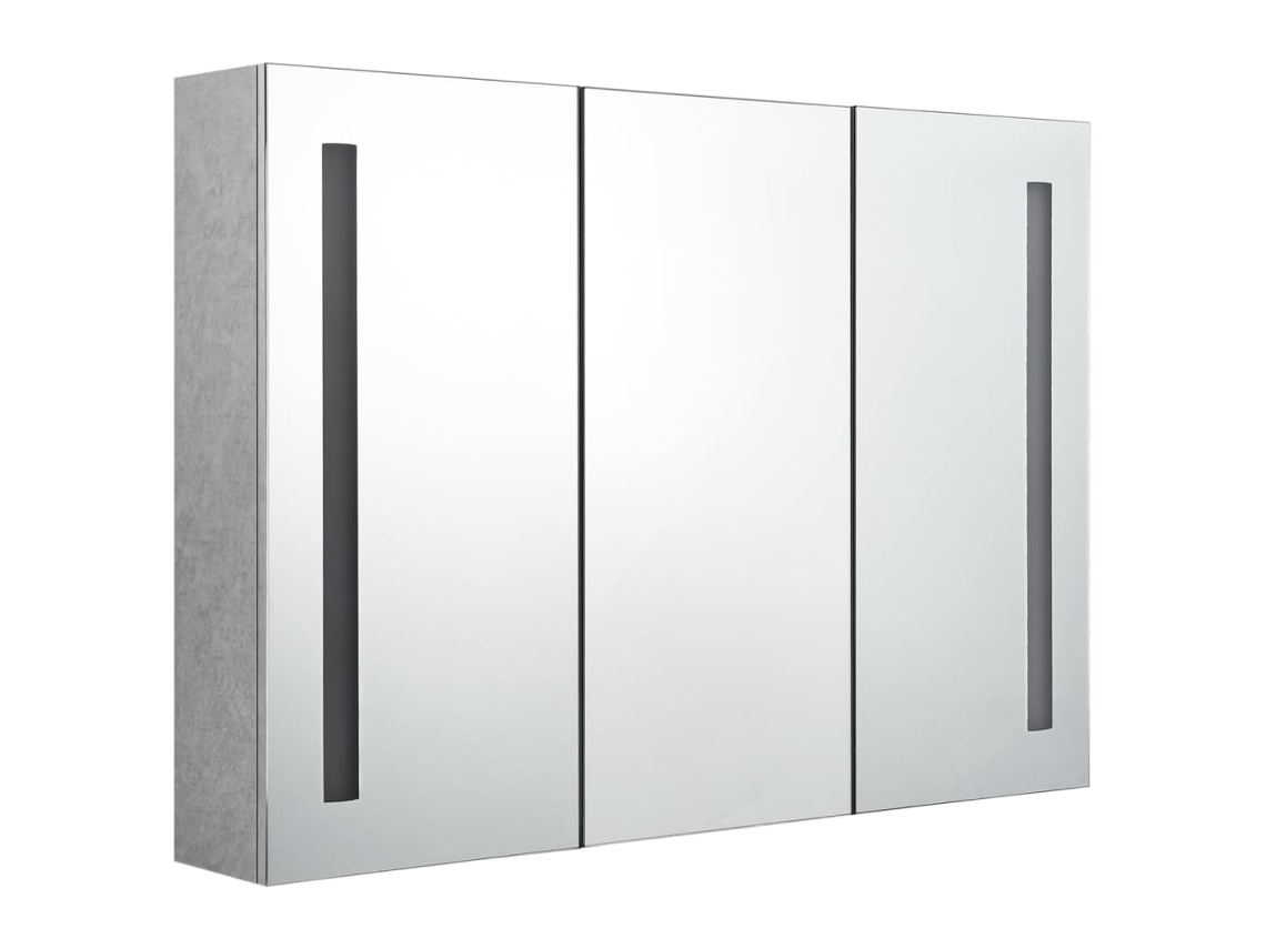 Maison Exclusive - Armario De Baño Con Espejo Led Gris Hormigón 89x14x62 Cm