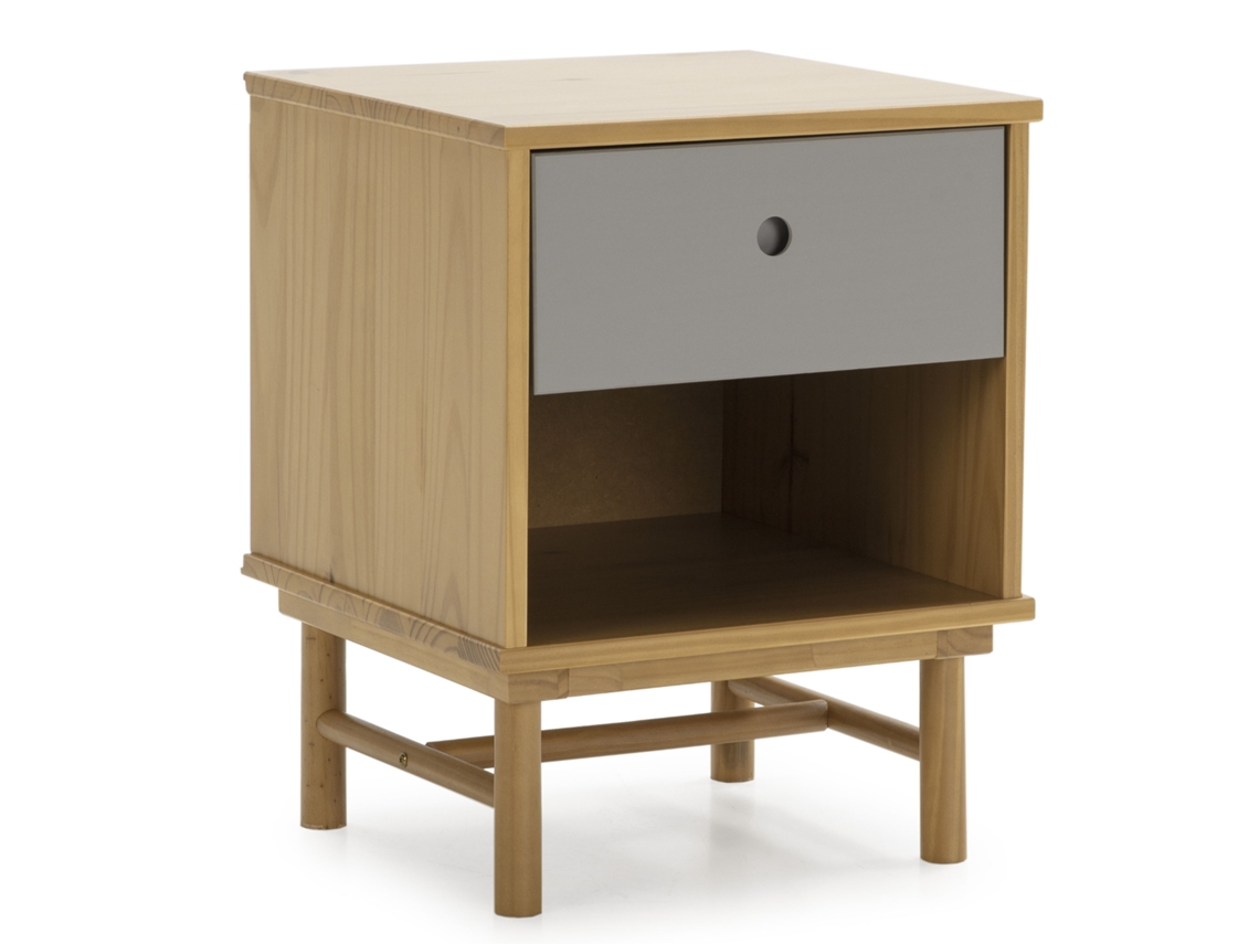 Mesita de Noche Magnus 1 cajón, Madera Maciza