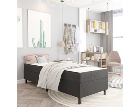 MAISON EXCLUSIVE Cama con somier 90X200 cm Tela gris oscuro