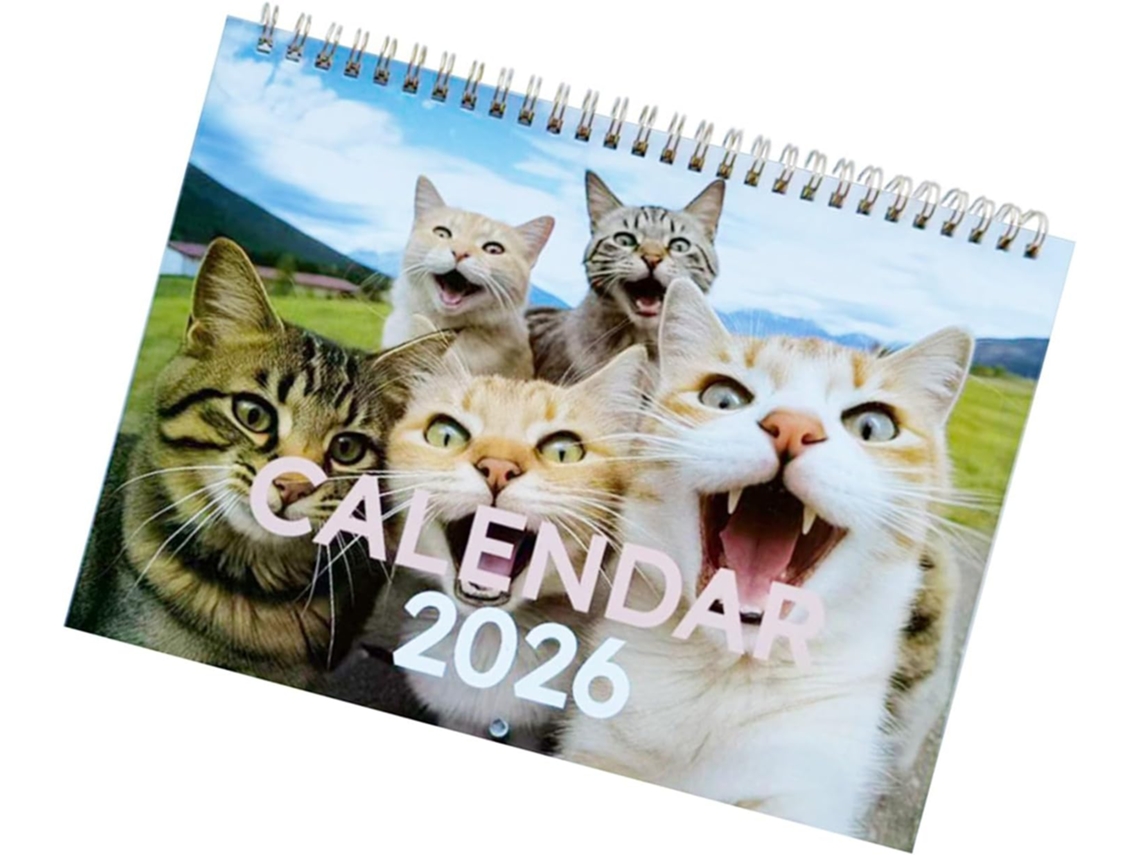 Calendario De Pared Mensual De 2026 Con Diseño De Gatitos Y Doble Carrete