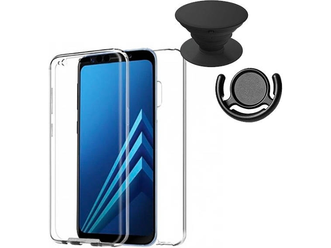 Kit Funda, PopSocket y Soporte PopSocket Samsung Galaxy A5, A8 2018 360º Transparente