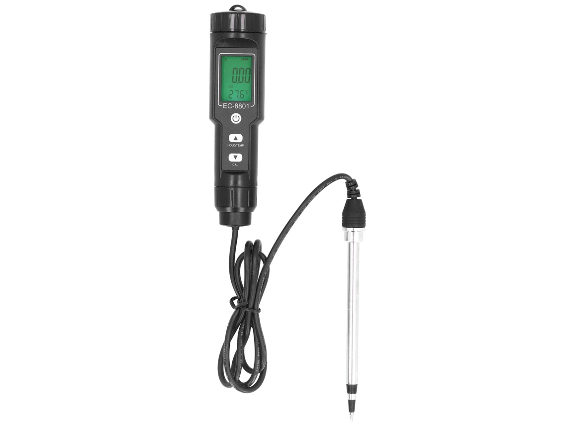 Medidor de conductividad del suelo con retroiluminación, portátil para hidroponía y agricultura