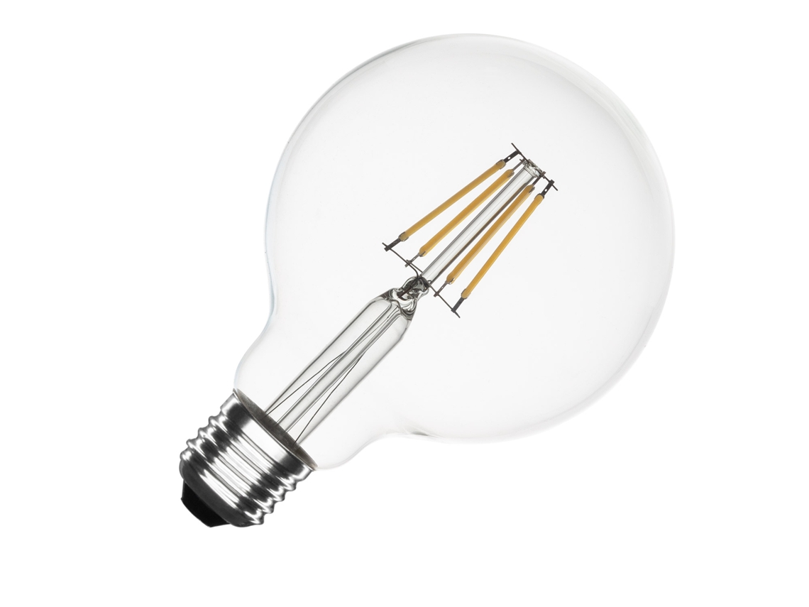 Bombilla LED Filamento E27 6W 720LM G95 Sin Parpadeo 2700K Blanco Cálido Ledkia
