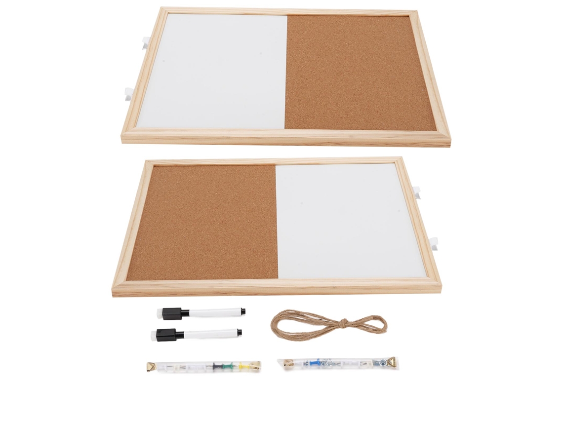 Tablero De Anuncios Combinado De 2 Piezas: Pizarra Magnética Y Tablero De Corcho Para El Hogar, La Escuela Y La Oficina - 30x40cm