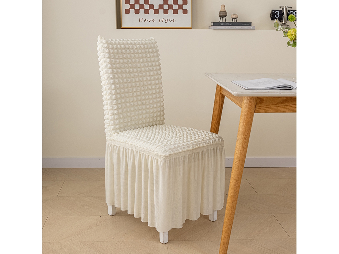 Paquete de 1 funda protectora extraíble para silla de comedor, para el hogar, restaurante, color blanco crema-Tamanho universal LUUCOZK