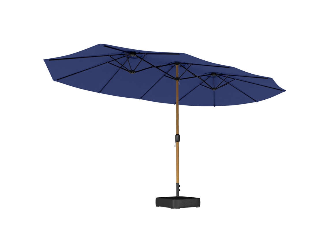 Sombrilla doble de jardín de 4,7 x 2,8 m. Base incluida. Bolsas de arena con protección UV. Azul oscuro.