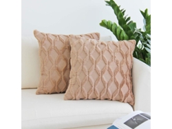 2026-funda De Almohada De Felpa De Lana Corta Lujo Estilo Decorativo Oso Pelo Falso Para Sofá Dormitorio Paquete De 2 45x45cm Caqui