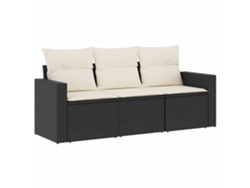 Maison Exclusive - Conjunto de sofá de jardín de 3 piezas con cojines, mimbre, negro
