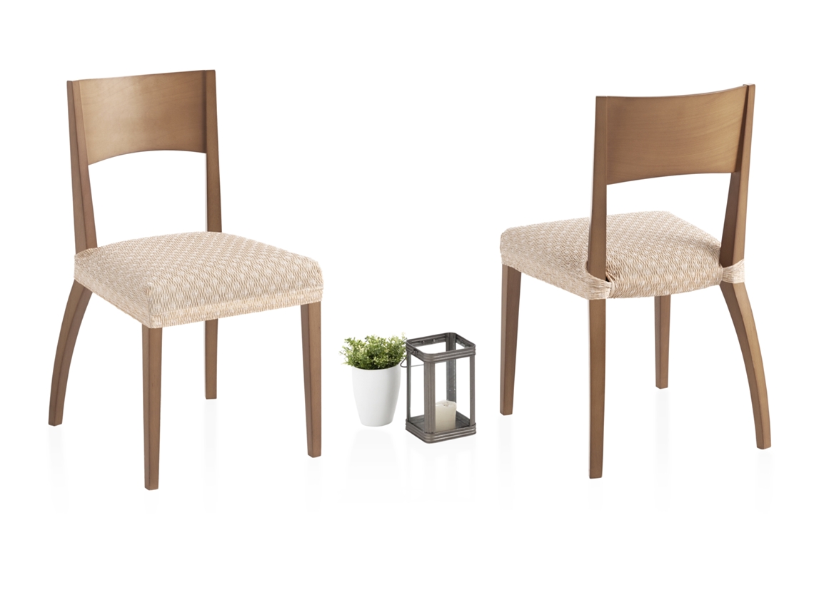 Pack de 2 Fundas Elásticas para Silla Olivia MILICA (45 x 45 cm - 60% Poliéster y 35% Algodón - Marfil)