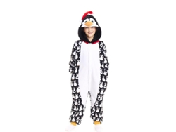 Disfraz o Pijama Pingüino Navideño estampado con capucha para niños