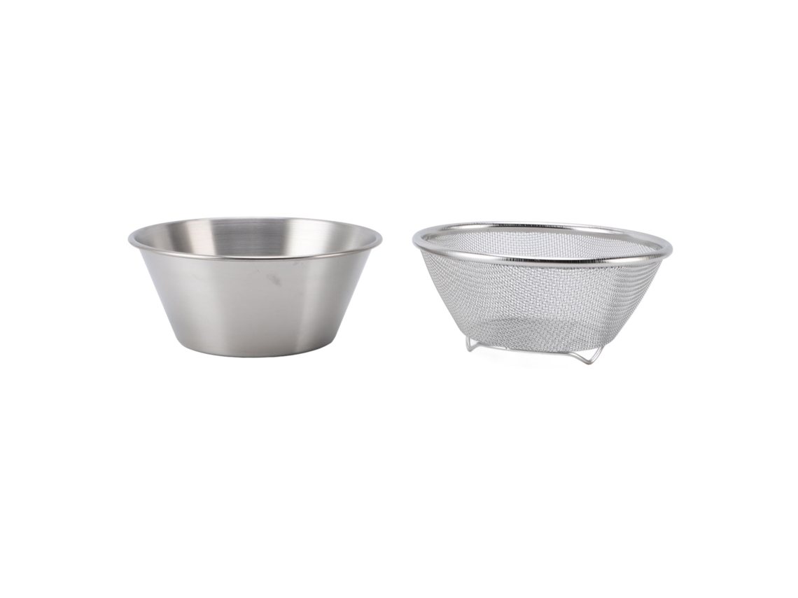 Colador De Acero Inoxidable 304 Con Recipiente Mezclador Microperforado Para Arroz, Pasta Y Granos Pequeños - Plateado
