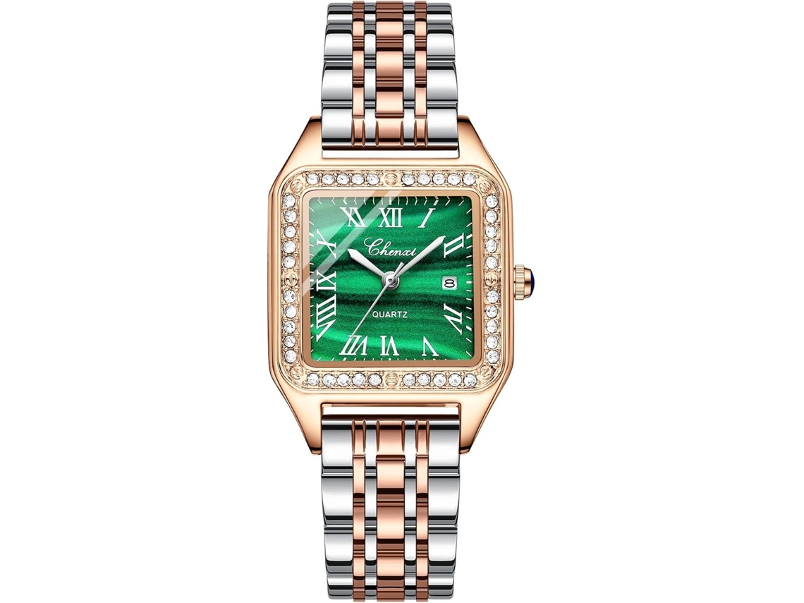 Reloj De Lujo Femenino De Strass Acero Inoxidable A Prueba De Agua Cuarzo Fecha Luminoso Yuysan