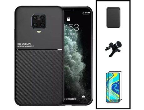 Kit Funda Magnetic Lux, Magnetic Wallet Negro, 5D Full Cover y Soporte Magnético de Coche Reforzado Xiaomi Redmi Note 10 Lite PHONECARE Negro