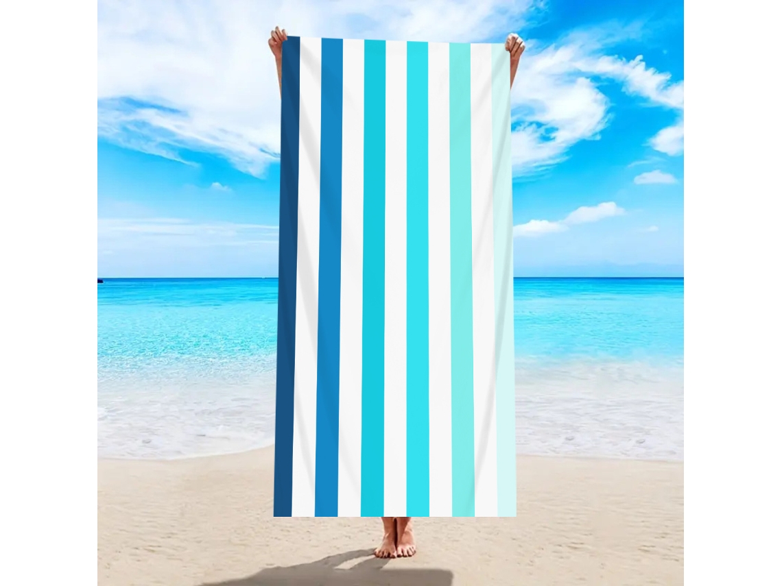 Toalla de playa de microfibra a rayas Yuysan, de alta absorción y secado rápido, 150 x 75 cm, modelo St189, azul claro.
