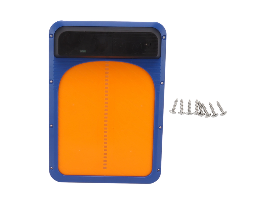 Puerta Automática Para Gallinero (plástico) Con Sensor De Luz, Funciona Con Pilas, Color Azul Y Amarillo.