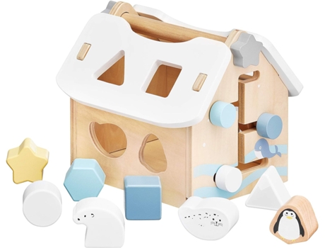 Cubo de Conciencia de Formas Geométricas - Casa Clasificadora de Madera - Primera Edad 1 año - Juguete Laberinto de 8 Bloques MAMABRUM