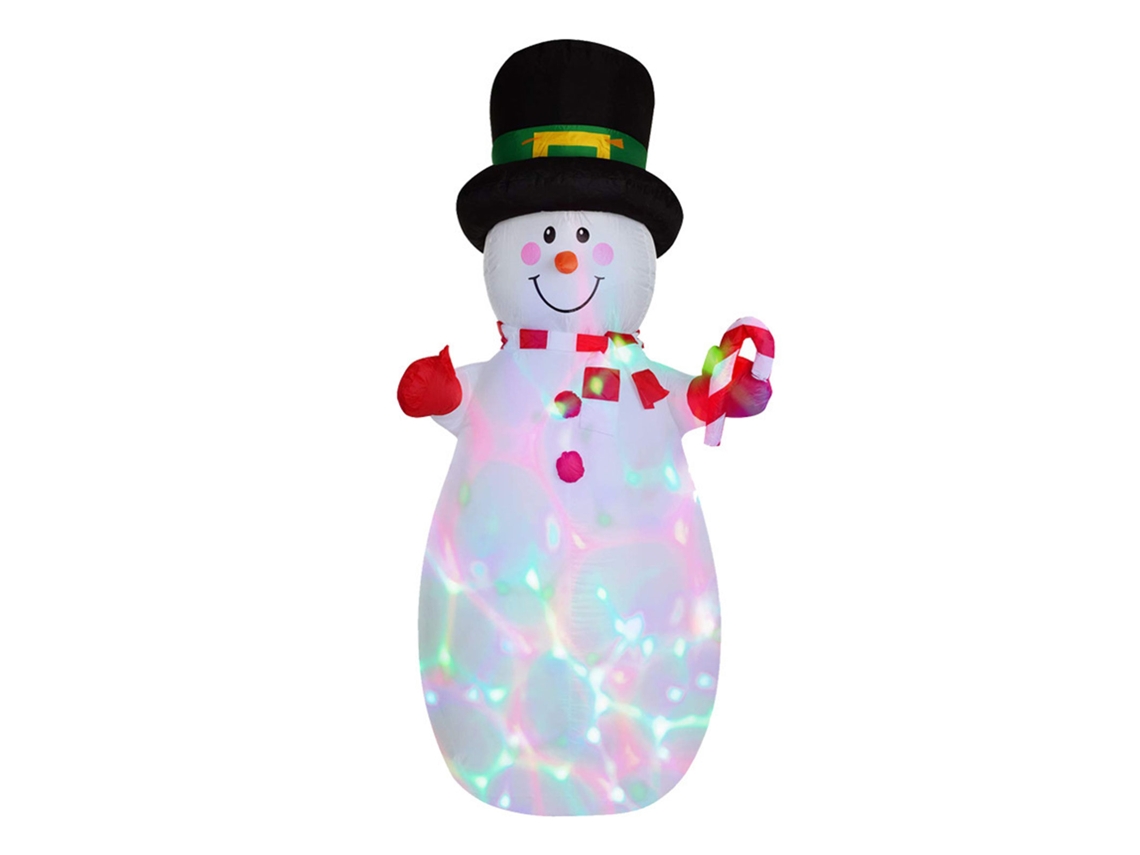 Muñeco de nieve inflable de 1,8 m para jardín, ideal para Navidad, con luces giratorias de colores.