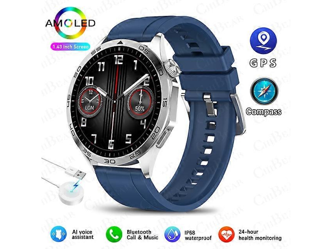 Reloj inteligente para Android e iOS Watch 4 con GPS para adultos, pantalla HD de 1,43 pulgadas y 466466, siempre en pantalla, llamadas Bluetooth, Smartwatch Ly Ebike
