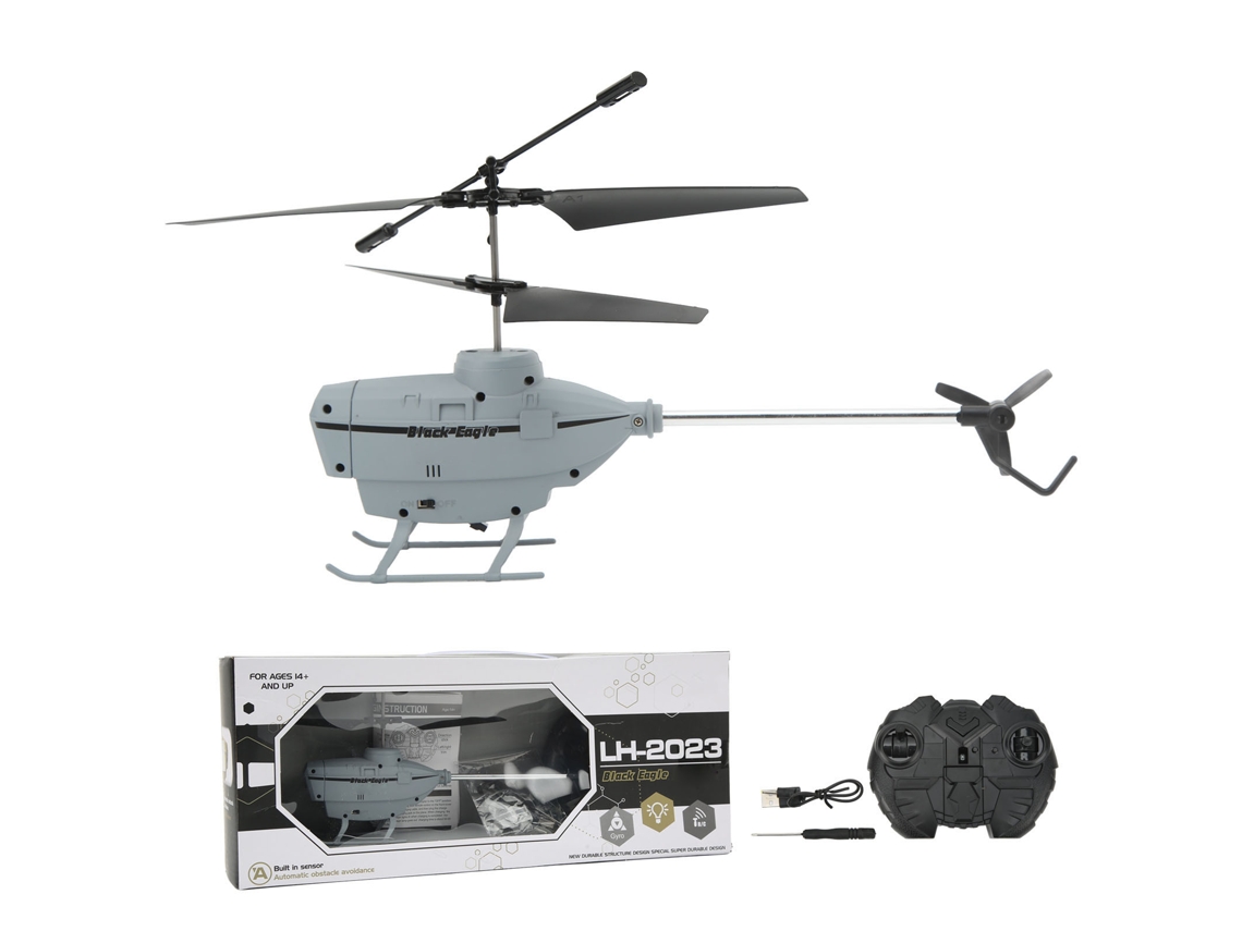 Helicóptero Rc De 2.5 Canales Con Evitación Automática De Obstáculos Y Giroscopio, Color Gris. Juguete Con Control Remoto.