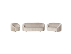Conjunto de sofá Beliani Malung de 6 plazas estilo retro en terciopelo crema 202x79x68