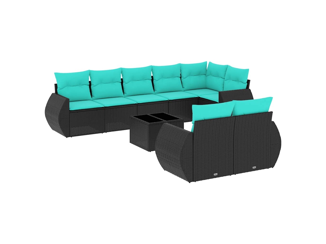 Maison Exclusive - Conjunto De Sofá De Jardín De 9 Piezas Con Cojines, De Poliratán Negro