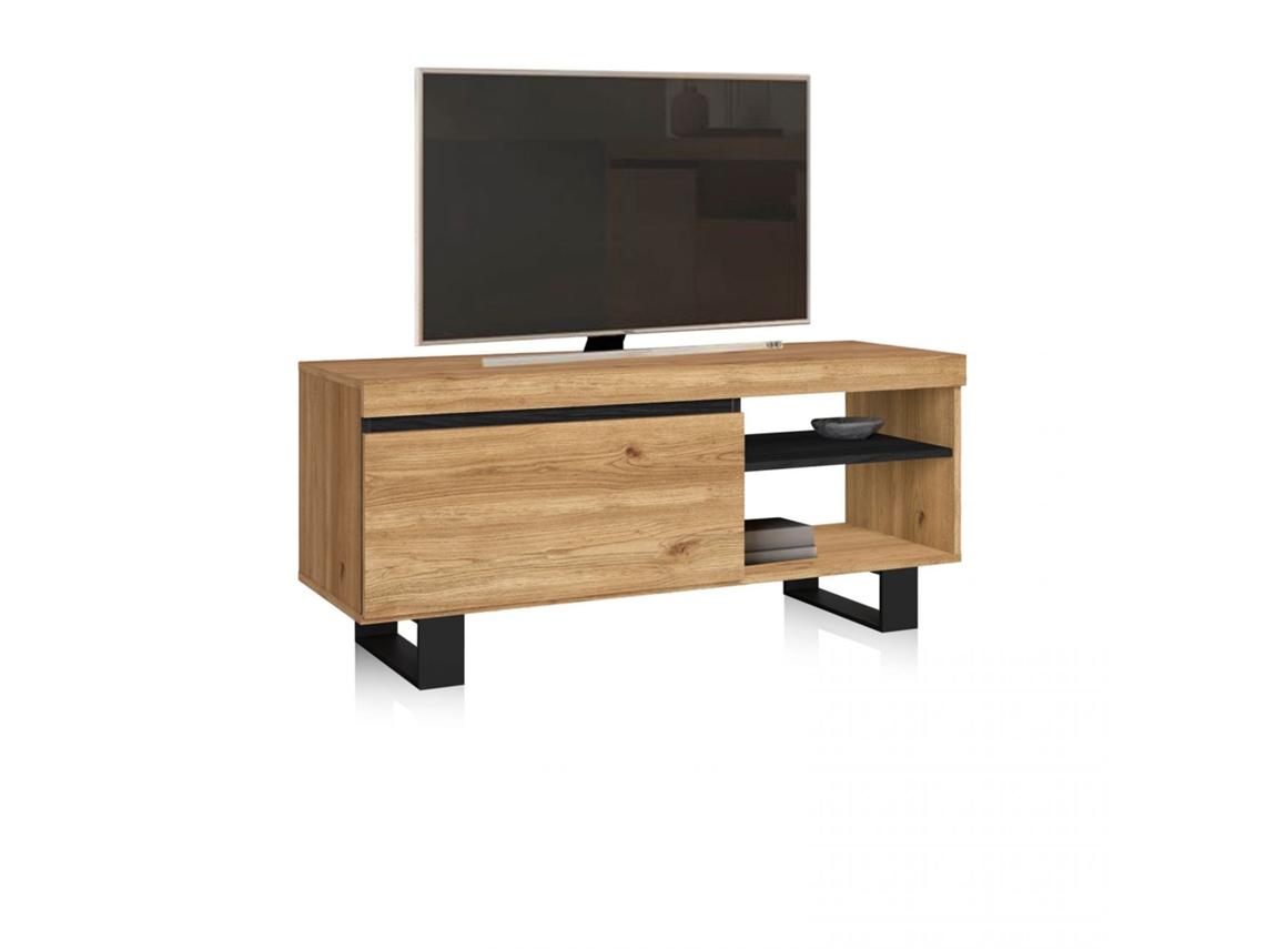Mueble TV con almacenamiento 120 cm Ebos UP Roble Nude - Ceniza 120 x 53 x 40 cm