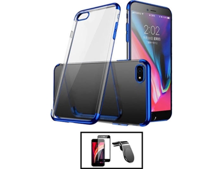 Kit Carcasa SlimArmor + Protector de Pantalla Full Cover + Soporte iPhone SE 2022 PHONECARE Azul