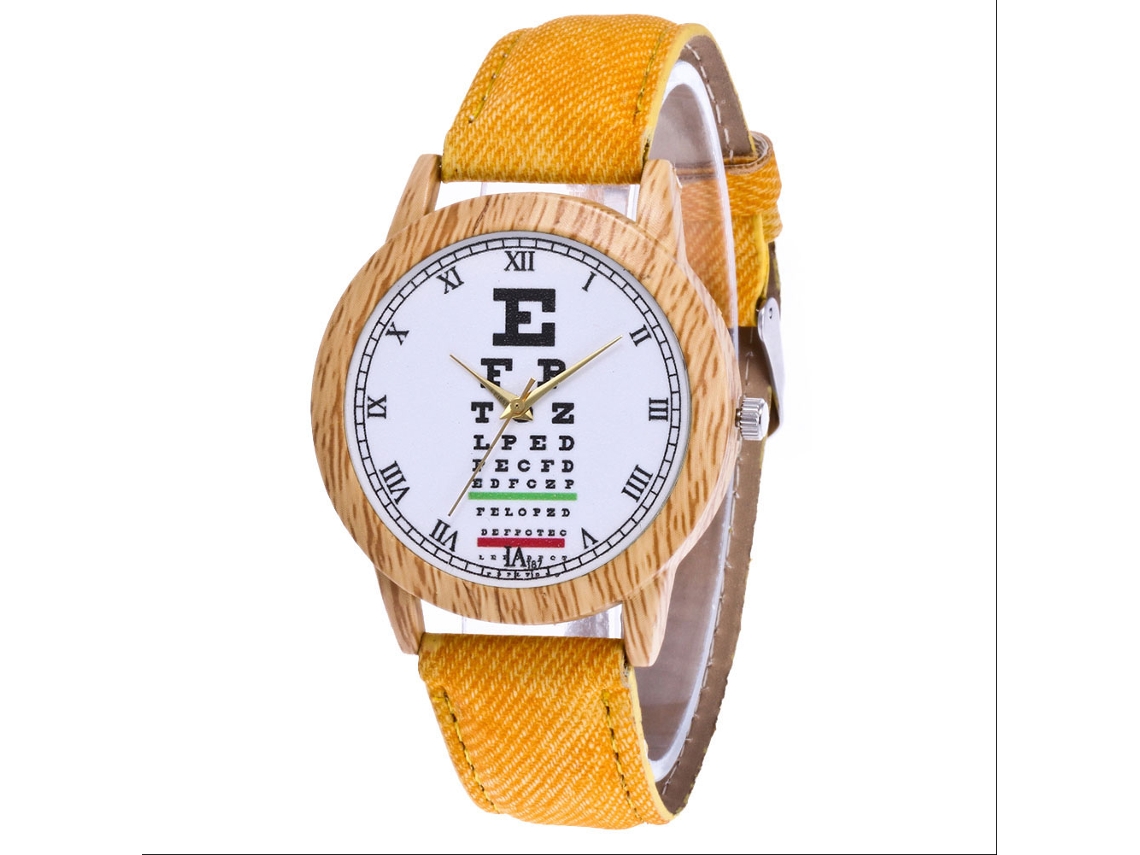 Reloj De Pulsera Unisex De Cuarzo Con Correa Vaquera, Letras Sencillas, Zhoulianfa, Amarillo.