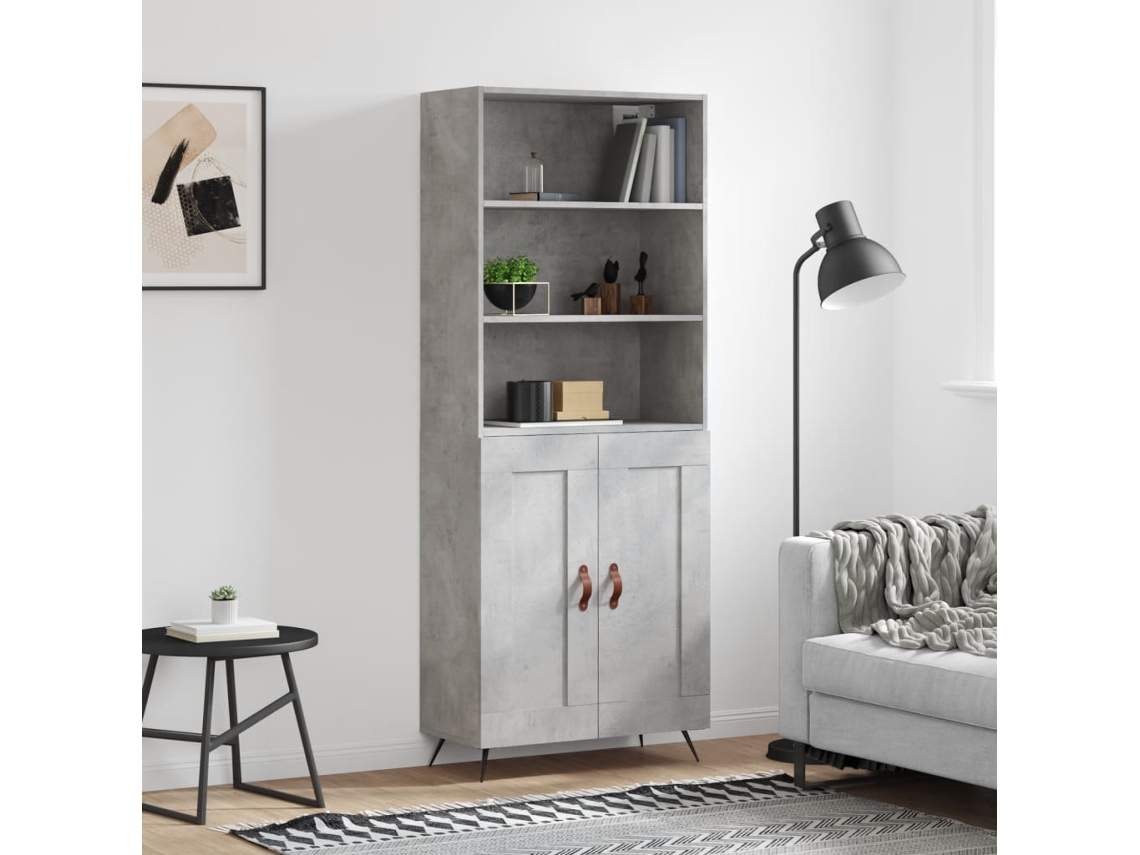 Aparador Alto Madera Contrachapada Gris Hormigón 69,5x34x180 Cm