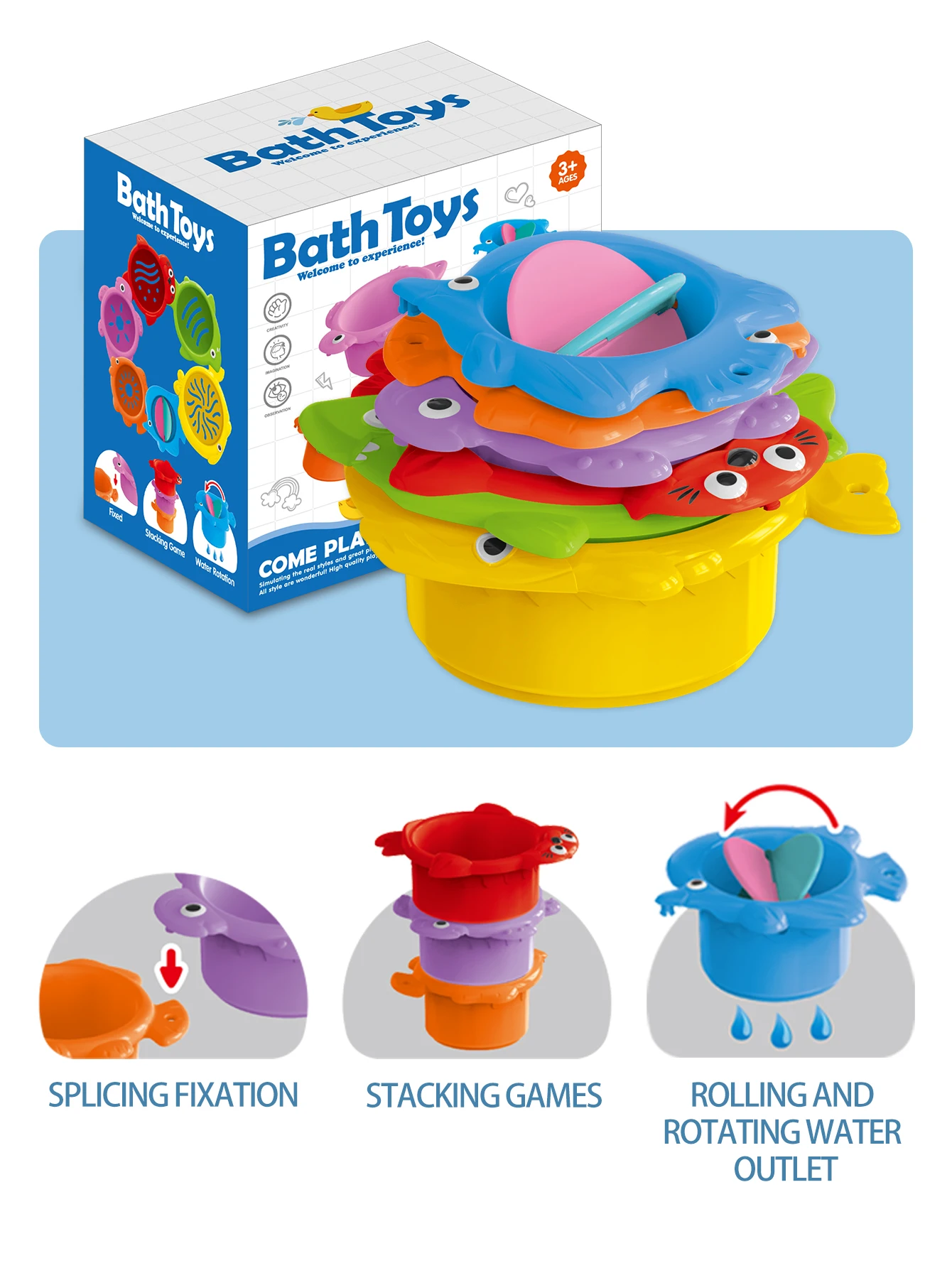 (juego De 6 Piezas) Vasos Apilables, Juguetes Para Niños Pequeños, Juegos De Baño, Regalos