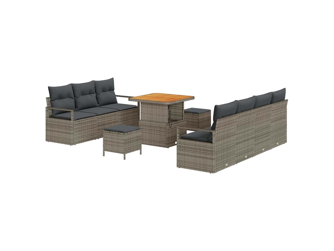 Maison Exclusive - Conjunto De Sofá De Jardín Con Cojín Con Almohada 10 Pcs Gris