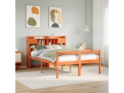 Cama Con Estantería Sin Colchón Madera Maciza Marrón 160x200 Cm