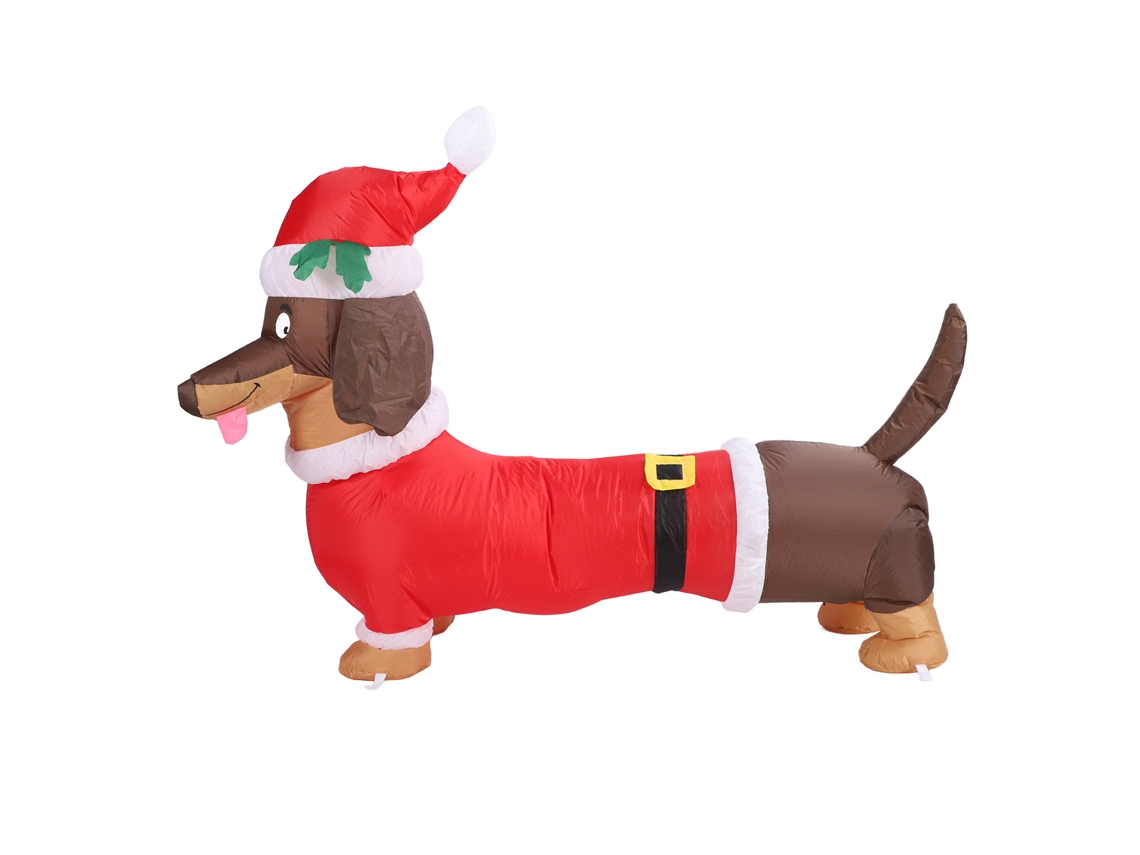 Perro salchicha inflable iluminado de 1,5 m, decoración navideña