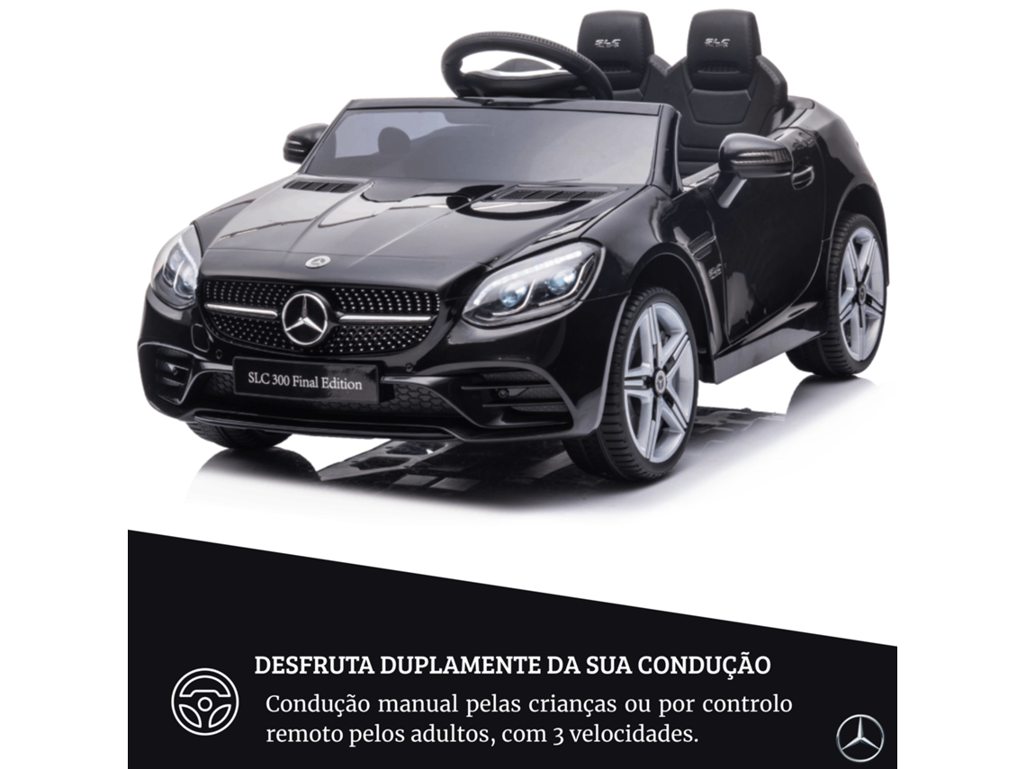 DEVESSPORT Coche Eléctrico Infantil Mercedes SLC 300 12V con Mando, Luces LED, Música y Puertas Abatibles