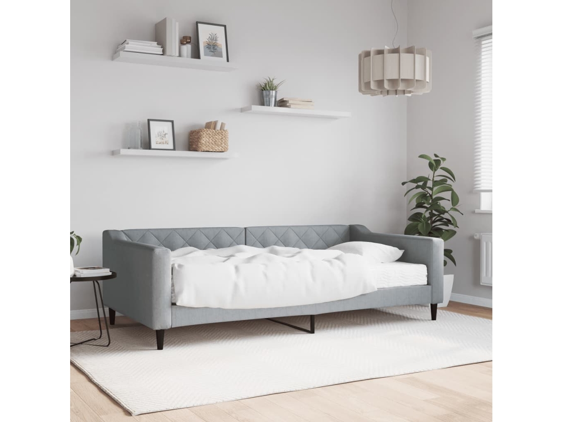 Sofá Cama Con Colchón Tela Gris Claro 100x200 Cm