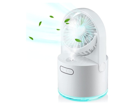 Mini ventilador de escritorio pequeño ventilador USB con ventilador de escritorio recargable de niebla con tanque de agua de 300 ml y 7 luces noctu...