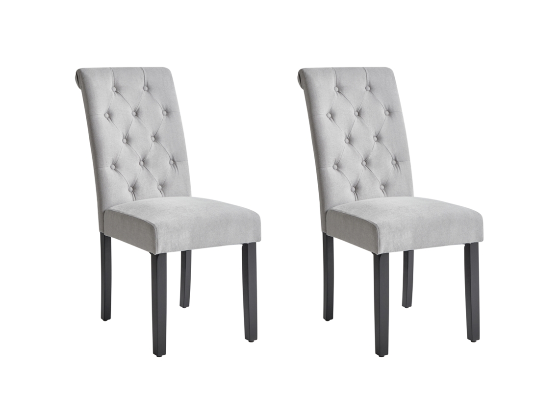 Conjunto de 2 cadeiras elegantes para sala de jantar BELIANI Velva de Poliéster Cinzento 46x48x98