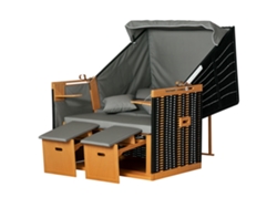 Silla de playa para 2 personas con cojines, soporte para el cuello y los pies, resistente a la intemperie, gris claro.