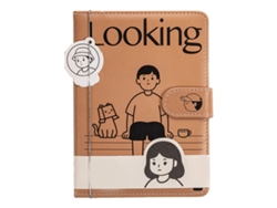Cuaderno A5 de piel sintética marrón con cierre magnético para mujeres y niñas.