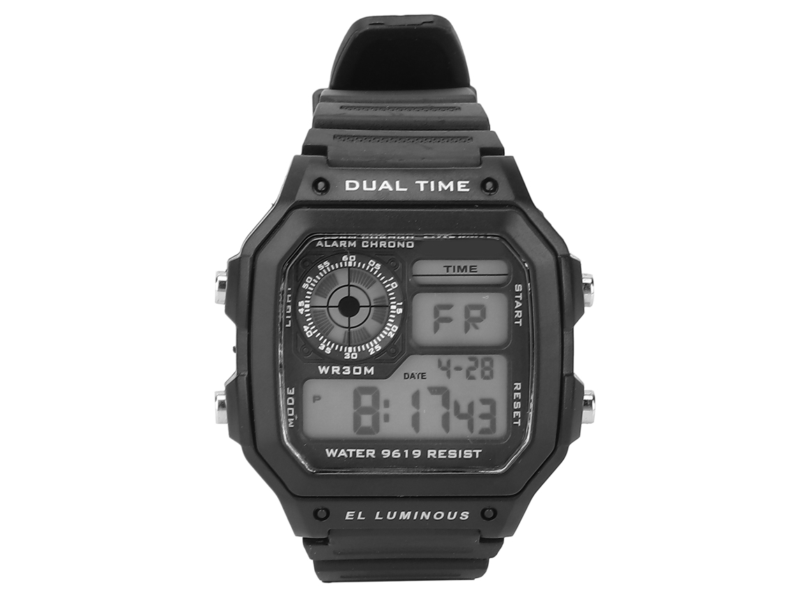 Reloj Deportivo Digital Para Hombre, Resistente Al Agua, Con Cronómetro, Alarma, Luz Nocturna Y Color Negro.