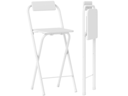 Juego de 2 taburetes plegables de acero de 37x45x87 cm, color blanco.