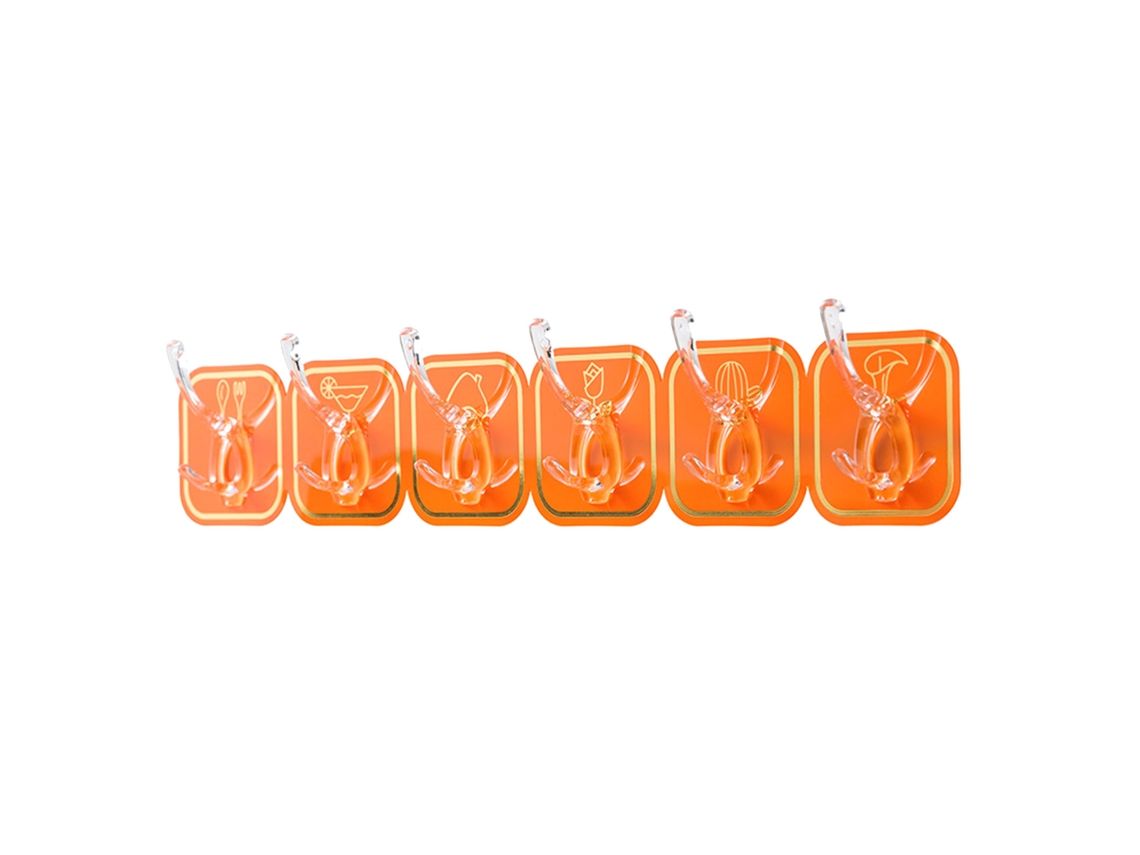 Gancho de pared sin taladro, adhesivo fuerte, naranja, para cocina