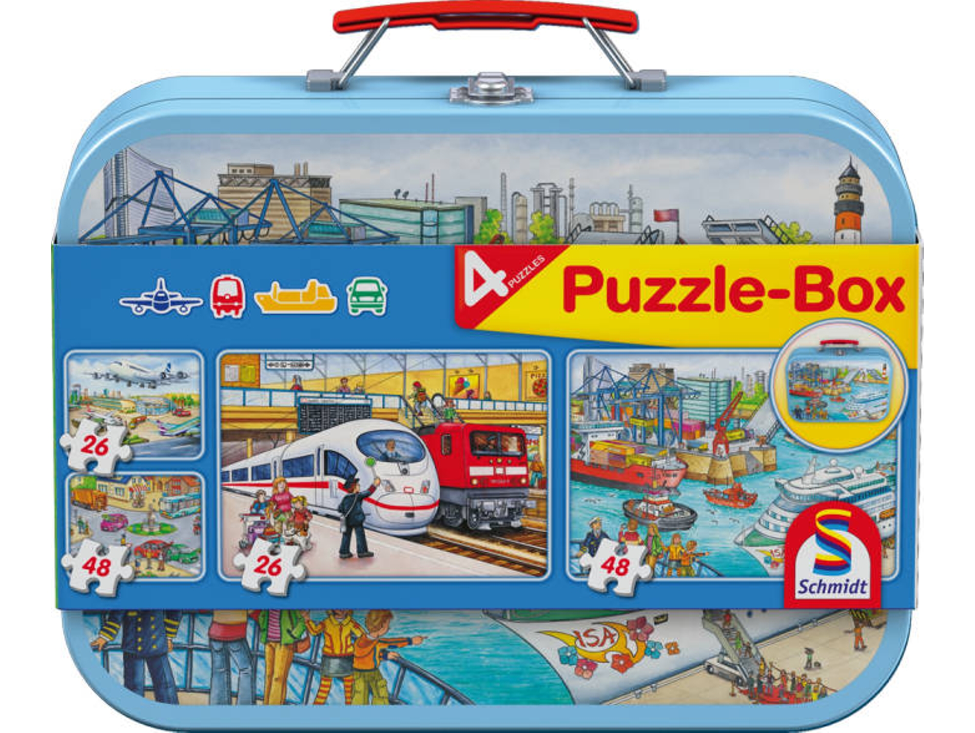 Conjunto de 2 Puzzles SCHMIDT SPIELE Vehicle Keepsake Tin (26 Piezas)