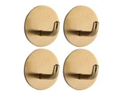 Gancho Redondo Adhesivo, Color Dorado, Acero Inoxidable 4 Pcs.
