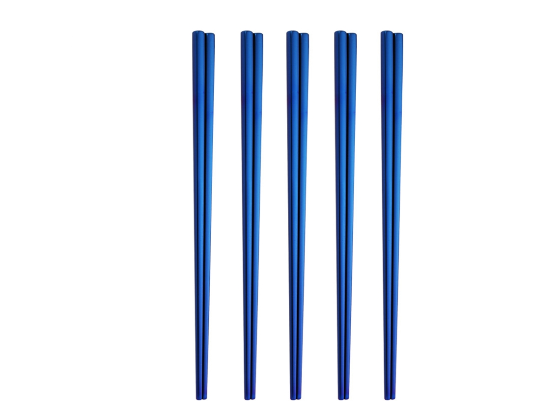 MEOIRUERY Palillos Reutilizables de Acero Inoxidable, 5 Pares, Fáciles de Usar, 23cm para Familia/Hotel/Restaurante