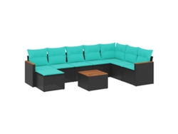 Maison Exclusive - Conjunto De Sofá De Jardín De 9 Piezas Con Cojines, De Poliratán Negro